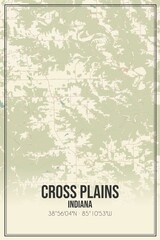 Retro US city map of Cross Plains, Indiana. Vintage street map.