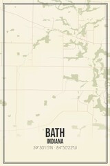 Retro US city map of Bath, Indiana. Vintage street map.