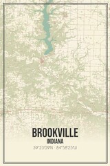 Retro US city map of Brookville, Indiana. Vintage street map.