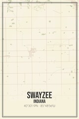 Retro US city map of Swayzee, Indiana. Vintage street map.