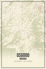 Retro US city map of Osgood, Indiana. Vintage street map.