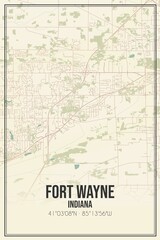 Fototapeta premium Retro US city map of Fort Wayne, Indiana. Vintage street map.