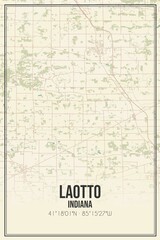 Retro US city map of Laotto, Indiana. Vintage street map.