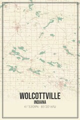 Retro US city map of Wolcottville, Indiana. Vintage street map.