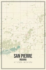 Retro US city map of San Pierre, Indiana. Vintage street map.