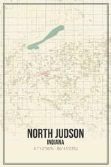 Retro US city map of North Judson, Indiana. Vintage street map.