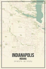 Fototapeta na wymiar Retro US city map of Indianapolis, Indiana. Vintage street map.