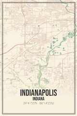 Fototapeta na wymiar Retro US city map of Indianapolis, Indiana. Vintage street map.