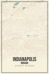 Retro US city map of Indianapolis, Indiana. Vintage street map.