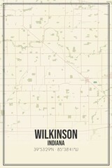 Retro US city map of Wilkinson, Indiana. Vintage street map.