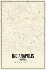Retro US city map of Indianapolis, Indiana. Vintage street map.