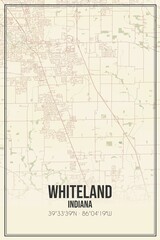 Retro US city map of Whiteland, Indiana. Vintage street map.