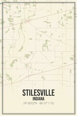 Retro US city map of Stilesville, Indiana. Vintage street map.