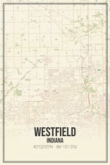 Fototapeta na wymiar Retro US city map of Westfield, Indiana. Vintage street map.