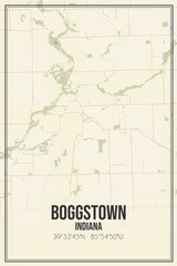 Retro US city map of Boggstown, Indiana. Vintage street map.