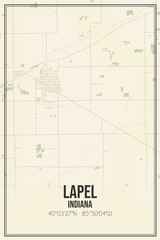 Retro US city map of Lapel, Indiana. Vintage street map.