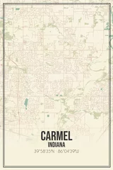 Fotobehang Retro US city map of Carmel, Indiana. Vintage street map. © Rezona