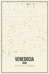Retro US city map of Venedocia, Ohio. Vintage street map.