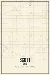 Retro US city map of Scott, Ohio. Vintage street map.