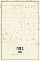 Retro US city map of Dola, Ohio. Vintage street map.
