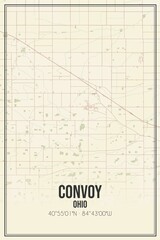 Retro US city map of Convoy, Ohio. Vintage street map.