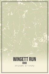 Retro US city map of Wingett Run, Ohio. Vintage street map.