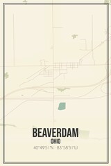 Retro US city map of Beaverdam, Ohio. Vintage street map.