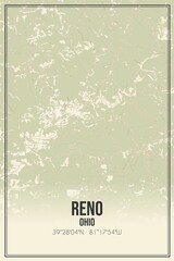 Retro US city map of Reno, Ohio. Vintage street map.