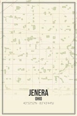 Retro US city map of Jenera, Ohio. Vintage street map.