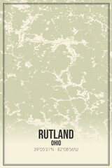 Retro US city map of Rutland, Ohio. Vintage street map.