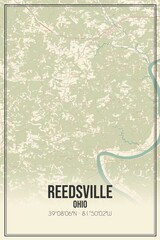 Retro US city map of Reedsville, Ohio. Vintage street map.