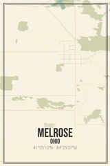 Retro US city map of Melrose, Ohio. Vintage street map.