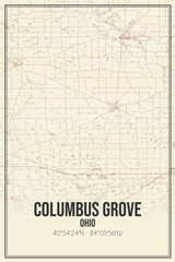 Retro US city map of Columbus Grove, Ohio. Vintage street map.