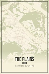 Retro US city map of The Plains, Ohio. Vintage street map.