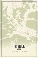 Retro US city map of Trimble, Ohio. Vintage street map.