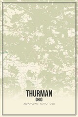 Retro US city map of Thurman, Ohio. Vintage street map.