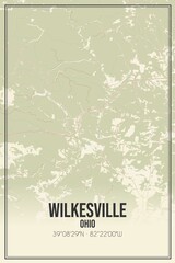 Retro US city map of Wilkesville, Ohio. Vintage street map.