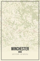Retro US city map of Winchester, Ohio. Vintage street map.