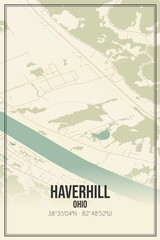 Retro US city map of Haverhill, Ohio. Vintage street map.