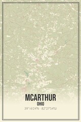 Retro US city map of McArthur, Ohio. Vintage street map.