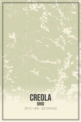 Retro US city map of Creola, Ohio. Vintage street map.