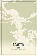 Retro US city map of Coalton, Ohio. Vintage street map.