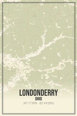 Retro US city map of Londonderry, Ohio. Vintage street map.