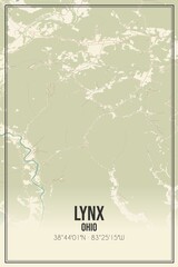 Retro US city map of Lynx, Ohio. Vintage street map.