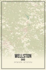 Retro US city map of Wellston, Ohio. Vintage street map.