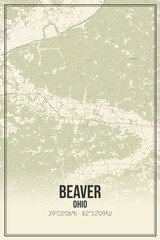 Retro US city map of Beaver, Ohio. Vintage street map.