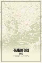 Retro US city map of Frankfort, Ohio. Vintage street map.