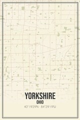 Retro US city map of Yorkshire, Ohio. Vintage street map.