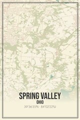 Fototapeta premium Retro US city map of Spring Valley, Ohio. Vintage street map.