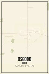 Retro US city map of Osgood, Ohio. Vintage street map.